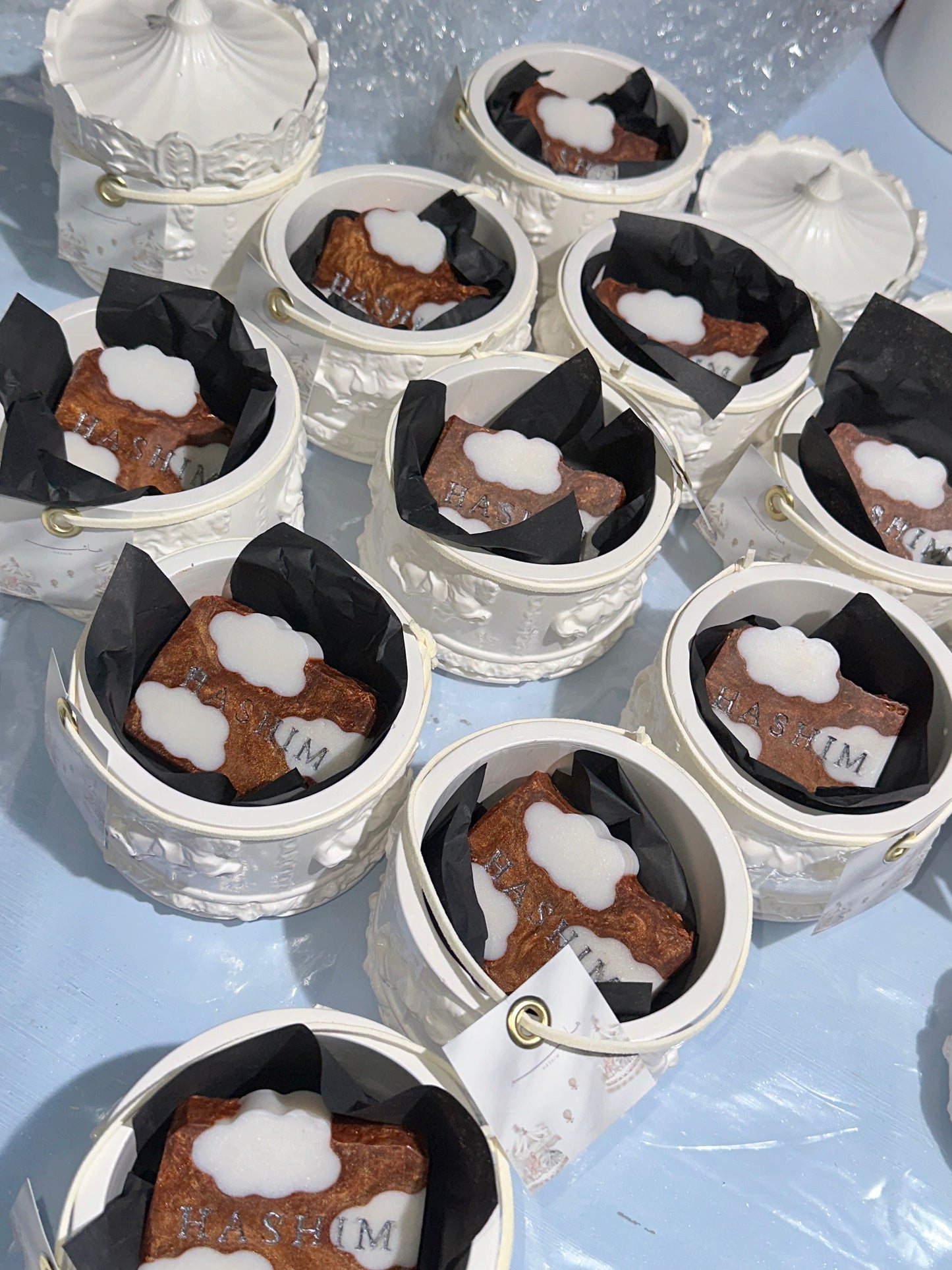 Custom Soap with Engraved Logo and Concrete Jar - the Design and Color is custom to your theme -15 pcs