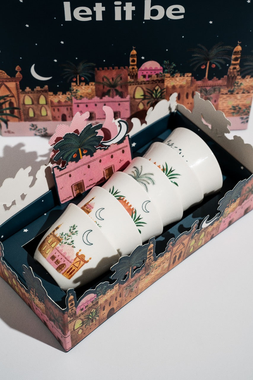 Ramadan Gift Box of Gahwa Cup  -  Set Of 6 Unique Gahwa Cups